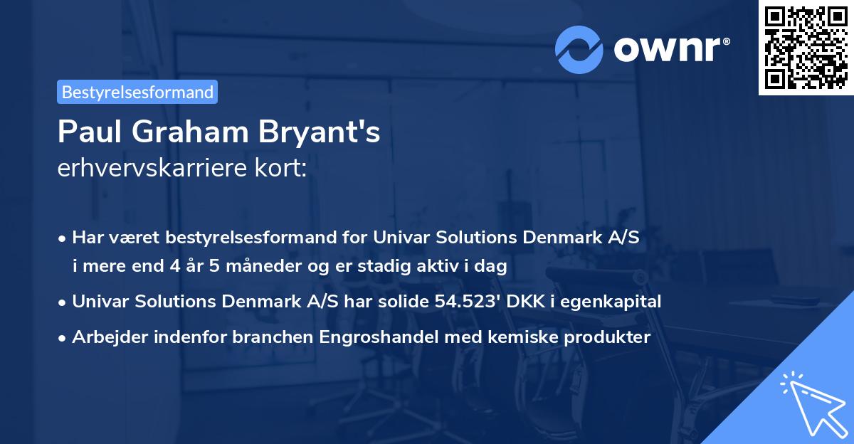 Paul Graham Bryant's erhvervskarriere kort