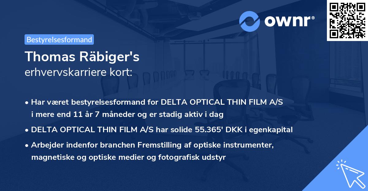 Thomas Räbiger's erhvervskarriere kort