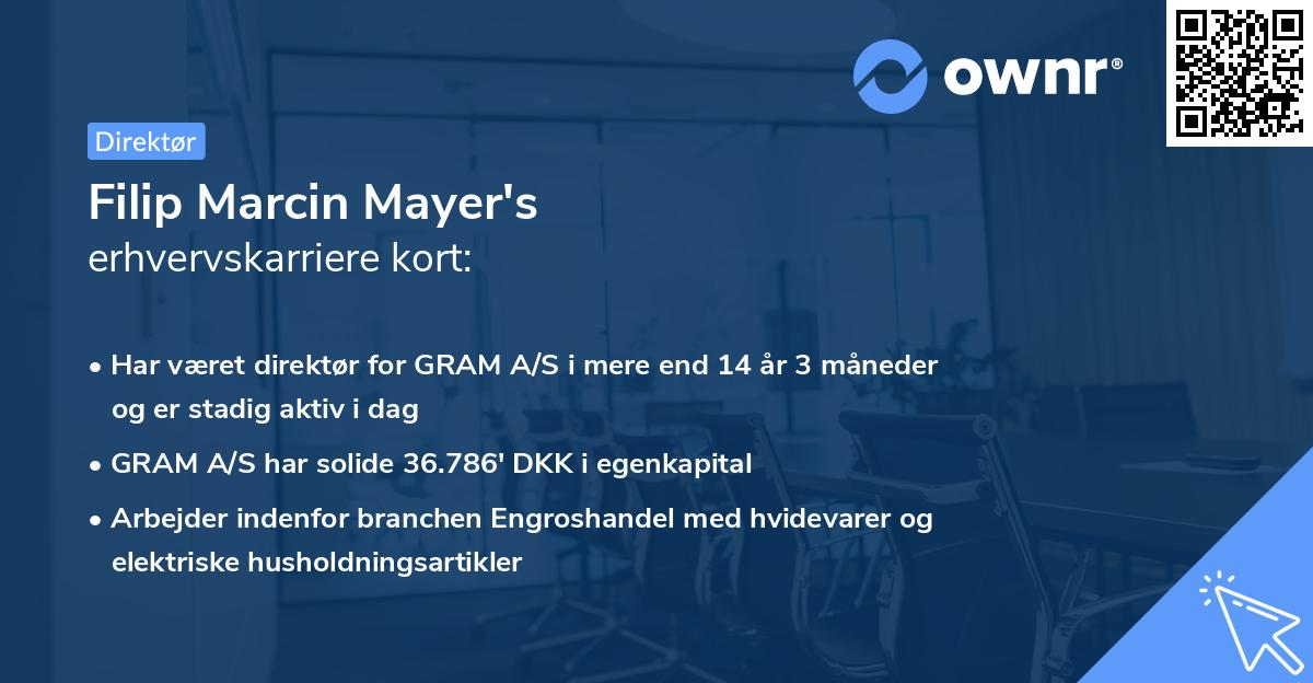 Filip Marcin Mayer's erhvervskarriere kort