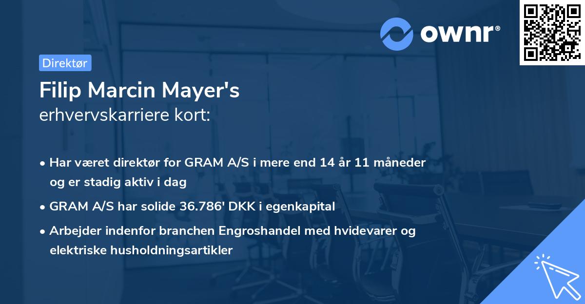 Filip Marcin Mayer's erhvervskarriere kort