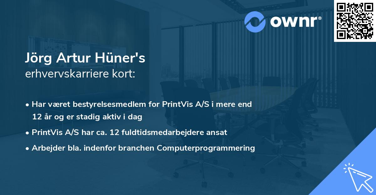 Jörg Artur Hüner's erhvervskarriere kort