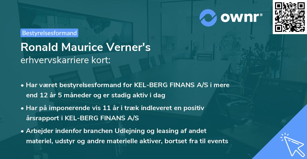 Ronald Maurice Verner's erhvervskarriere kort