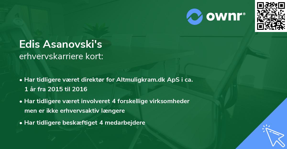 Edis Asanovski's erhvervskarriere kort
