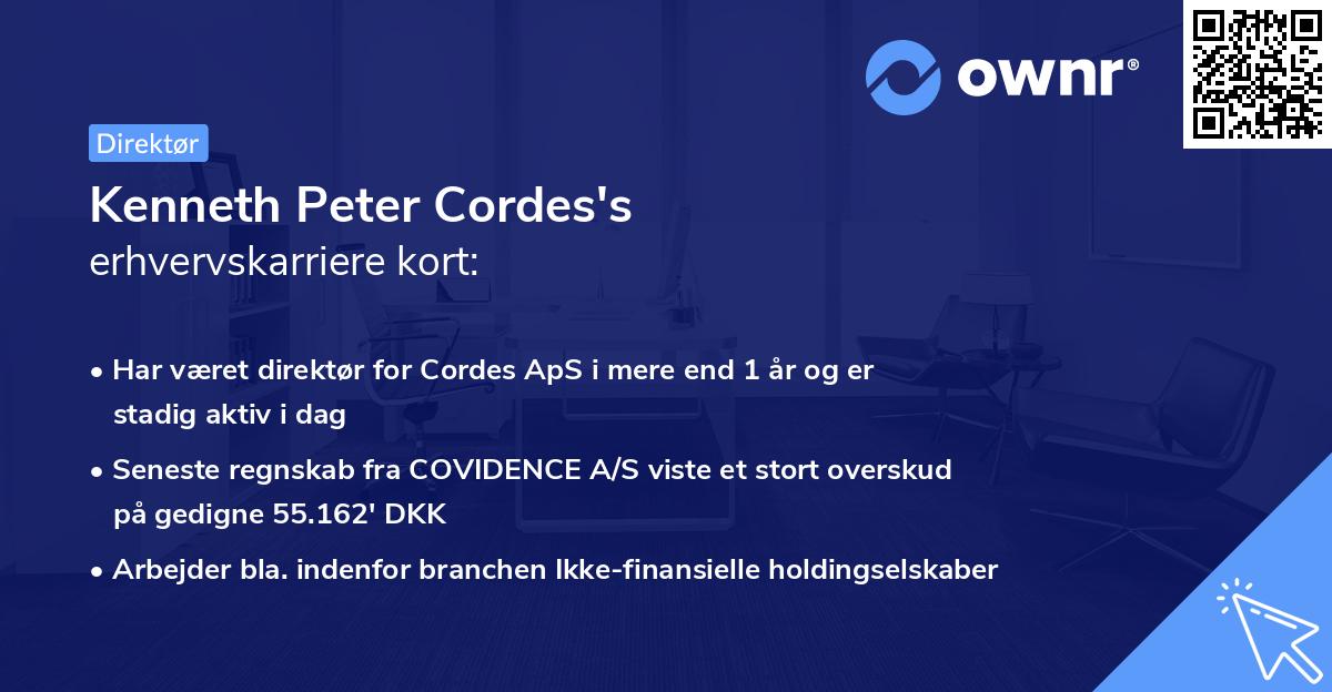 Kenneth Peter Cordes's erhvervskarriere kort