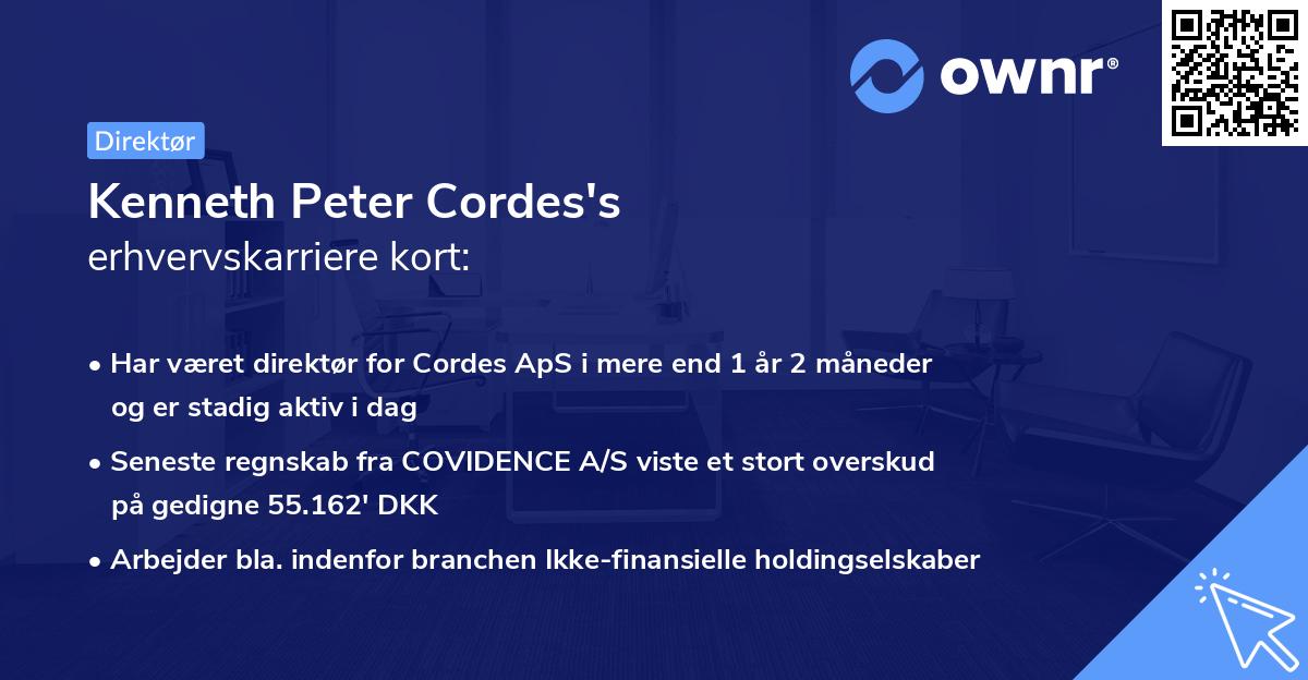 Kenneth Peter Cordes's erhvervskarriere kort
