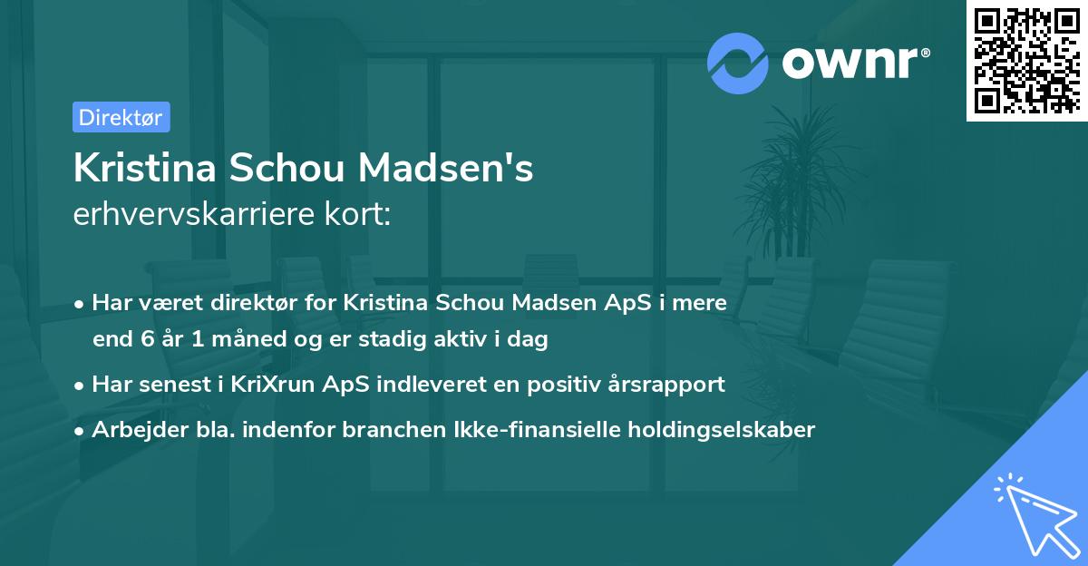 Kristina Schou Madsen's erhvervskarriere kort