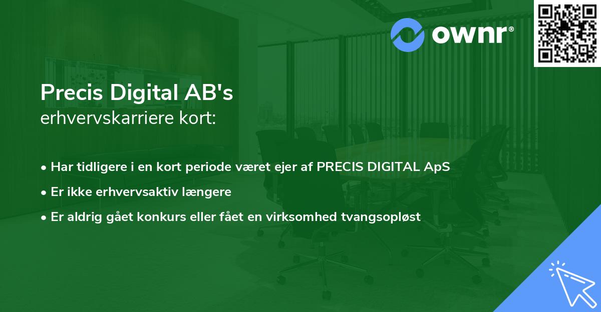 Precis Digital AB's erhvervskarriere kort