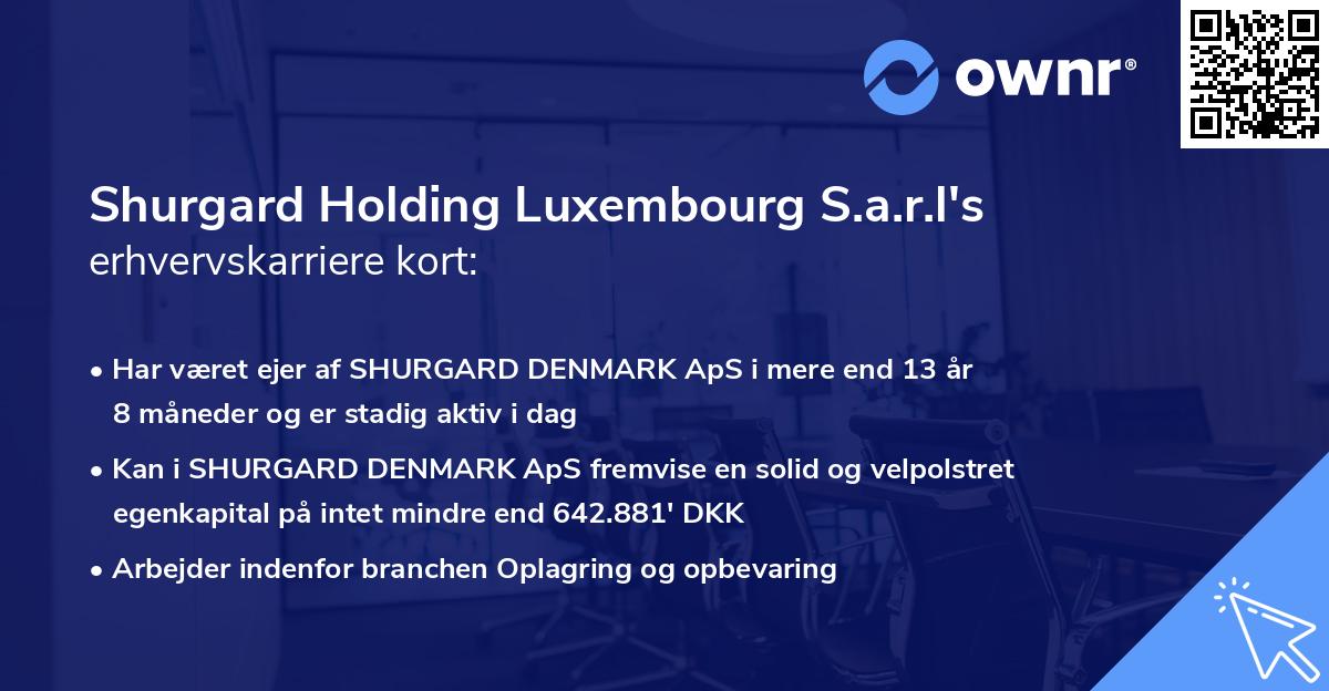 Shurgard Holding Luxembourg S.a.r.l's erhvervskarriere kort