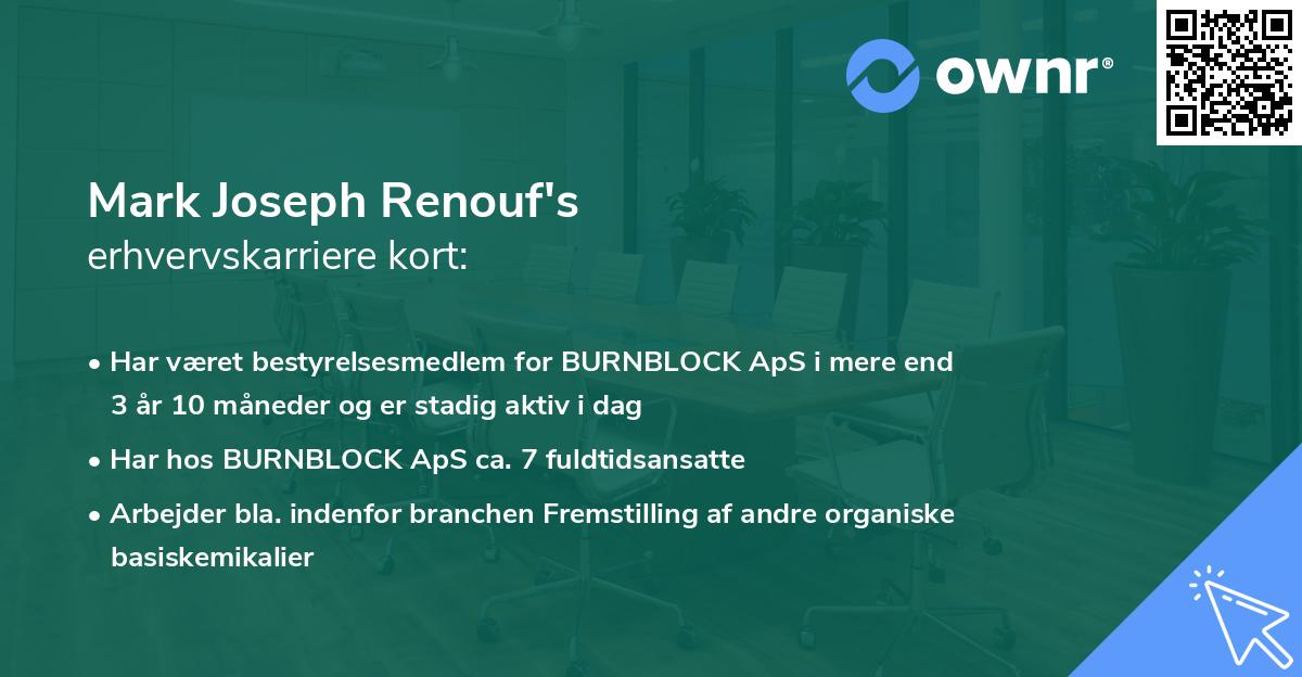 Mark Joseph Renouf's erhvervskarriere kort