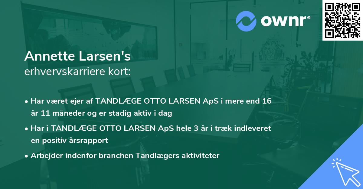 Annette Larsen's erhvervskarriere kort