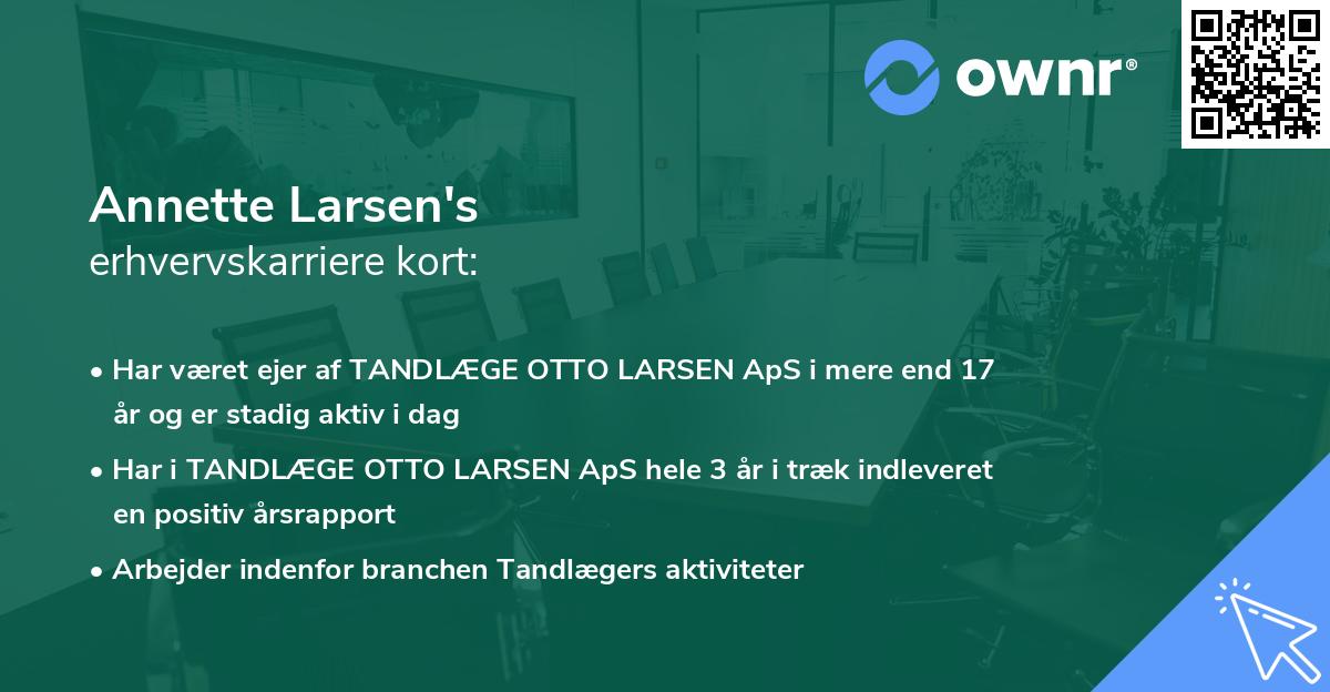 Annette Larsen's erhvervskarriere kort