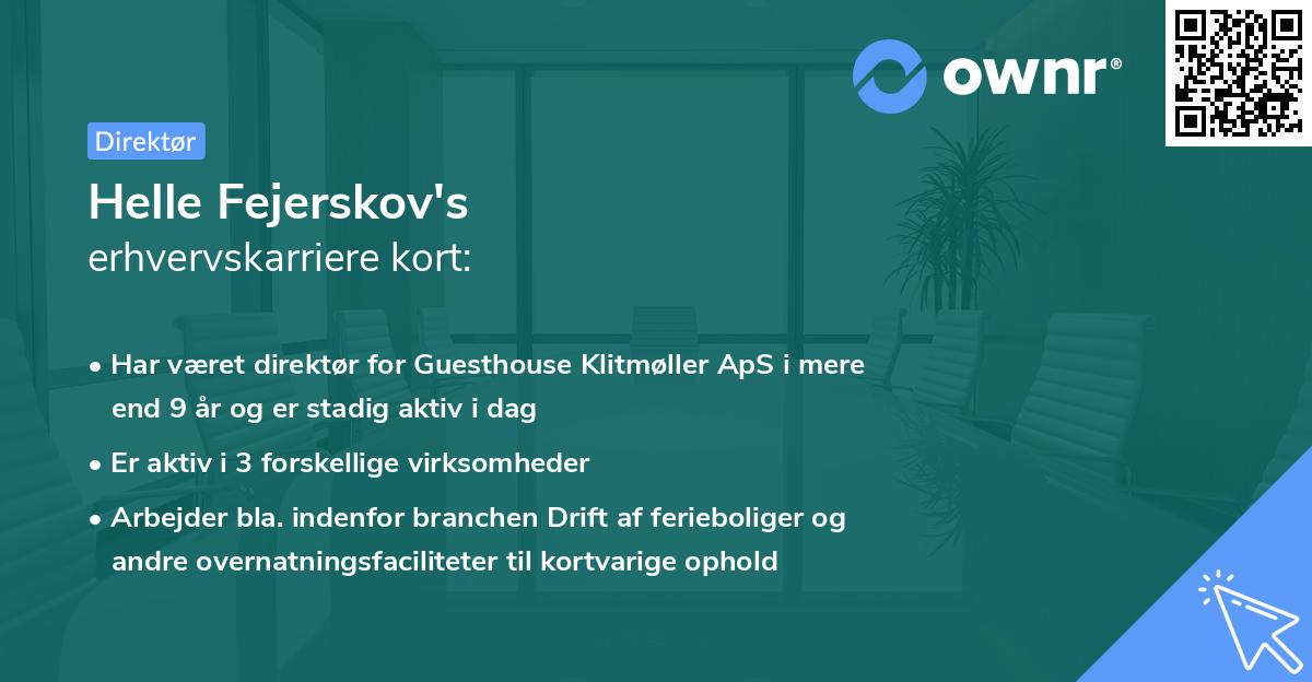 Helle Fejerskov's erhvervskarriere kort