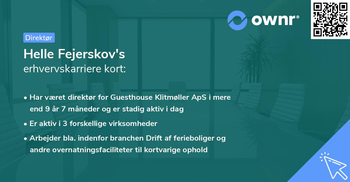 Helle Fejerskov's erhvervskarriere kort