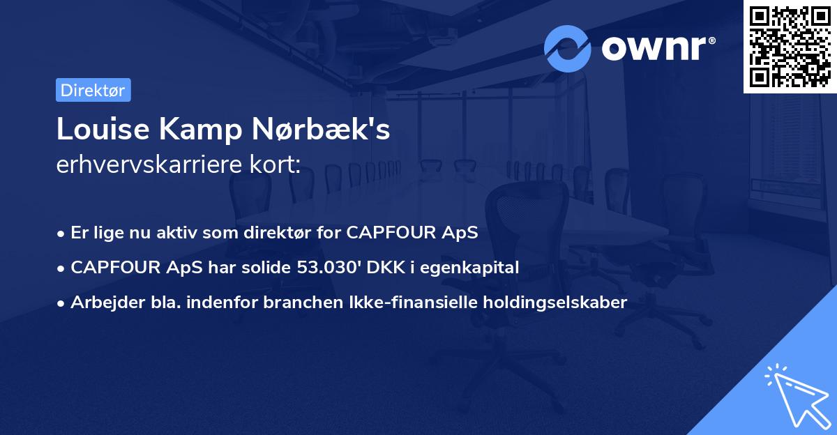 Louise Kamp Nørbæk's erhvervskarriere kort