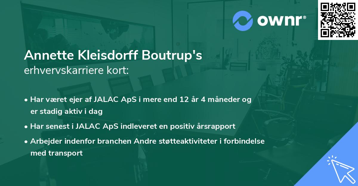 Annette Kleisdorff Boutrup's erhvervskarriere kort