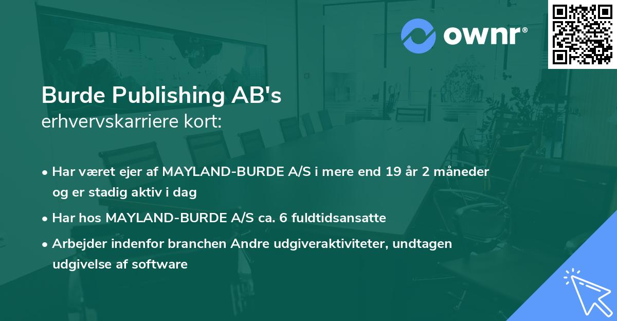 Burde Publishing AB's erhvervskarriere kort