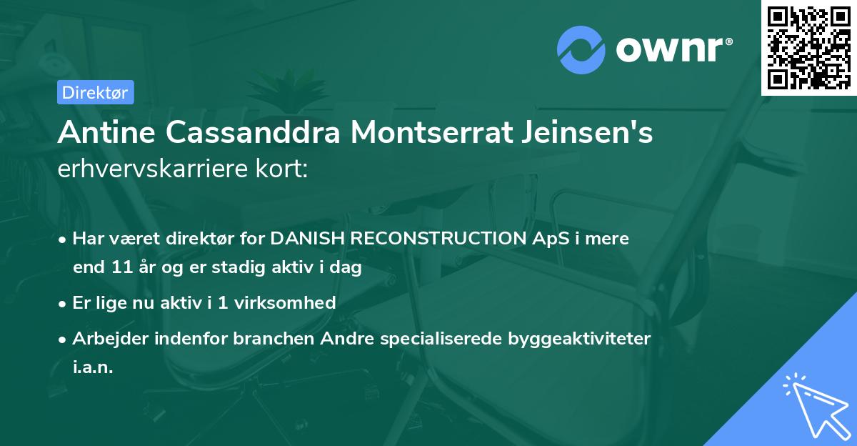 Antine Cassanddra Montserrat Jeinsen's erhvervskarriere kort