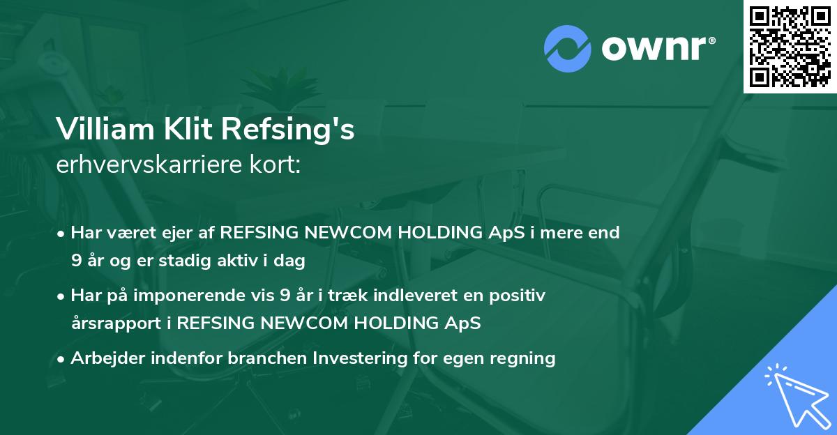 Villiam Klit Refsing's erhvervskarriere kort