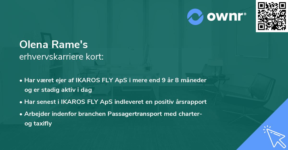 Olena Rame's erhvervskarriere kort