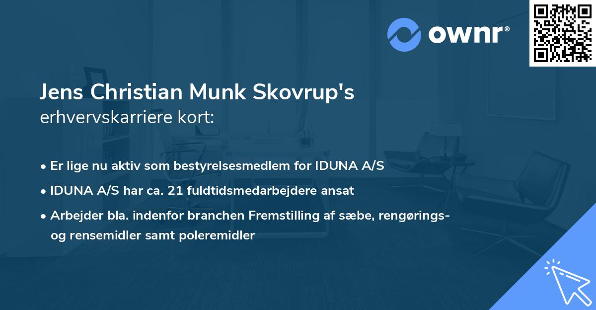 Jens Christian Munk Skovrup's erhvervskarriere kort