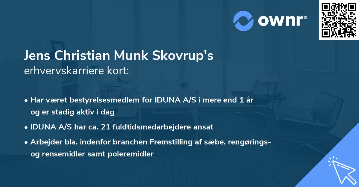 Jens Christian Munk Skovrup's erhvervskarriere kort