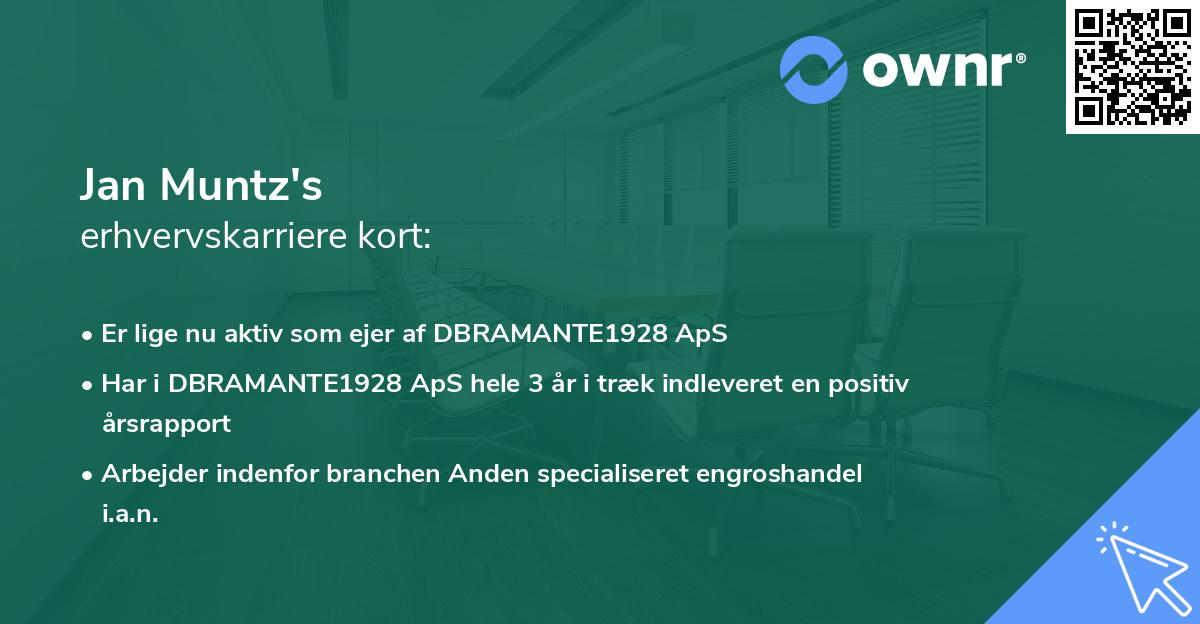 Jan Muntz's erhvervskarriere kort