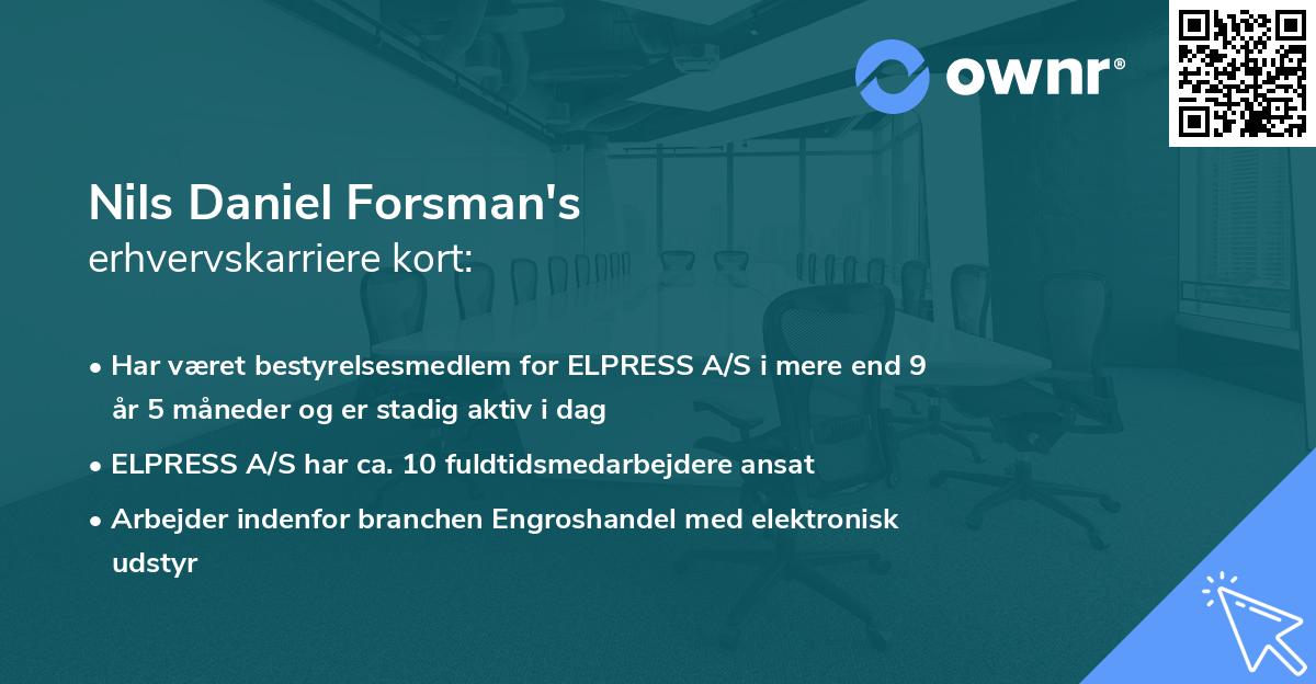 Nils Daniel Forsman's erhvervskarriere kort