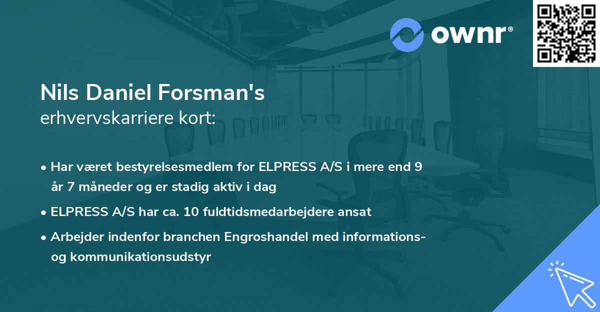 Nils Daniel Forsman's erhvervskarriere kort