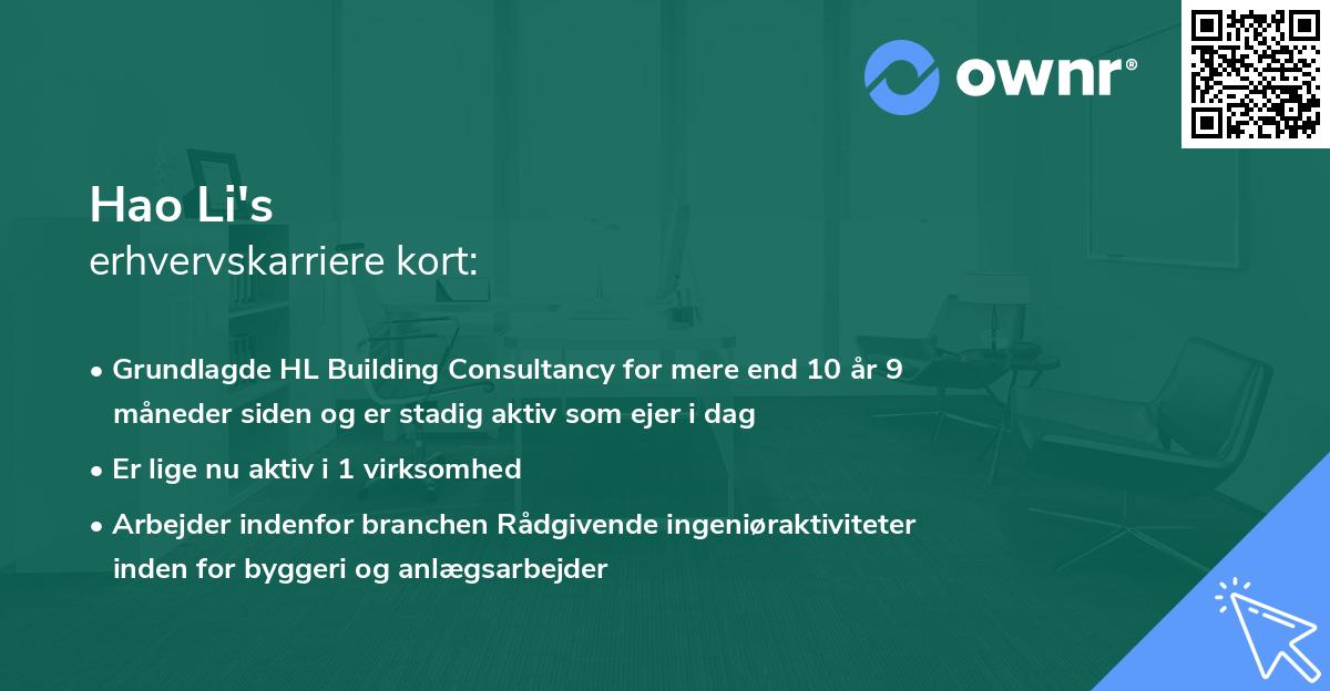 Hao Li's erhvervskarriere kort