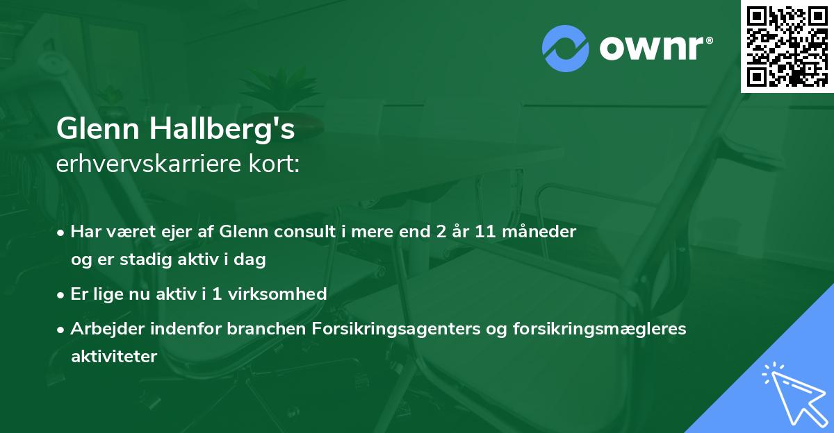 Glenn Hallberg's erhvervskarriere kort