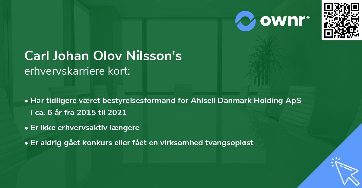 Carl Johan Olov Nilsson's erhvervskarriere kort