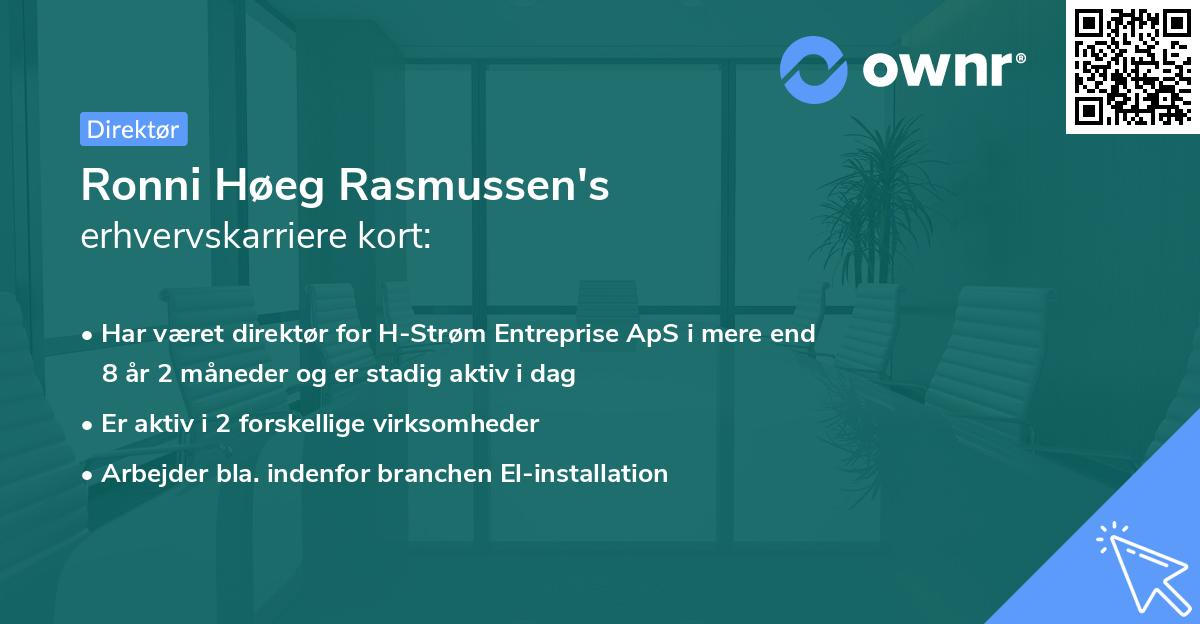Ronni Høeg Rasmussen's erhvervskarriere kort