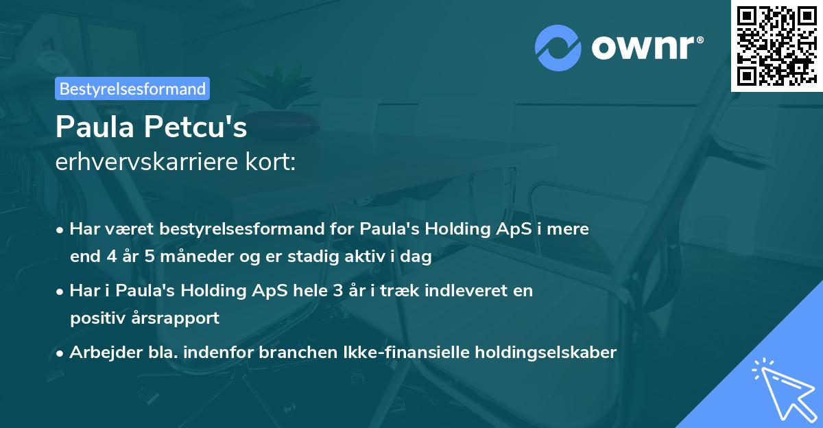 Paula Petcu's erhvervskarriere kort