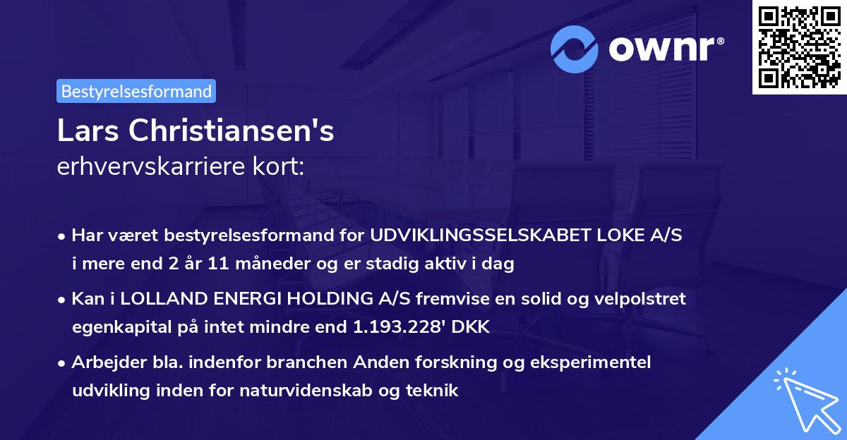 Lars Christiansen's erhvervskarriere kort