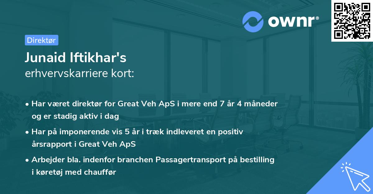 Junaid Iftikhar's erhvervskarriere kort