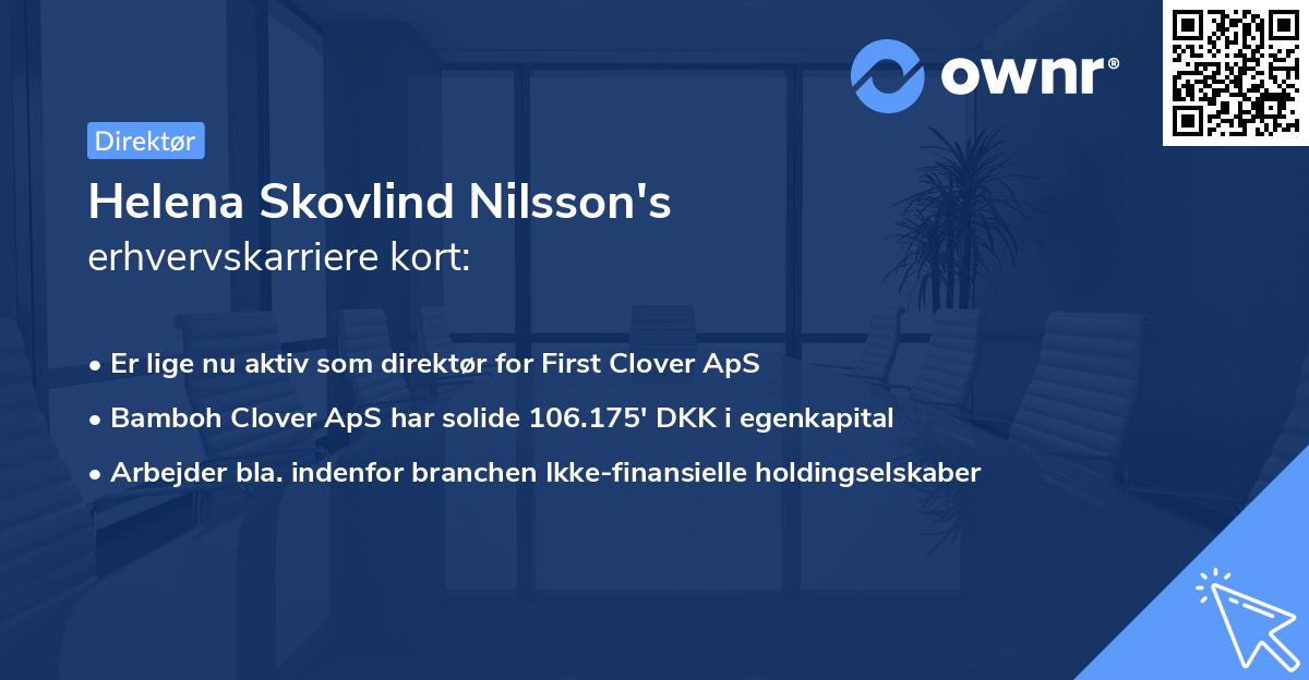 Helena Skovlind Nilsson's erhvervskarriere kort