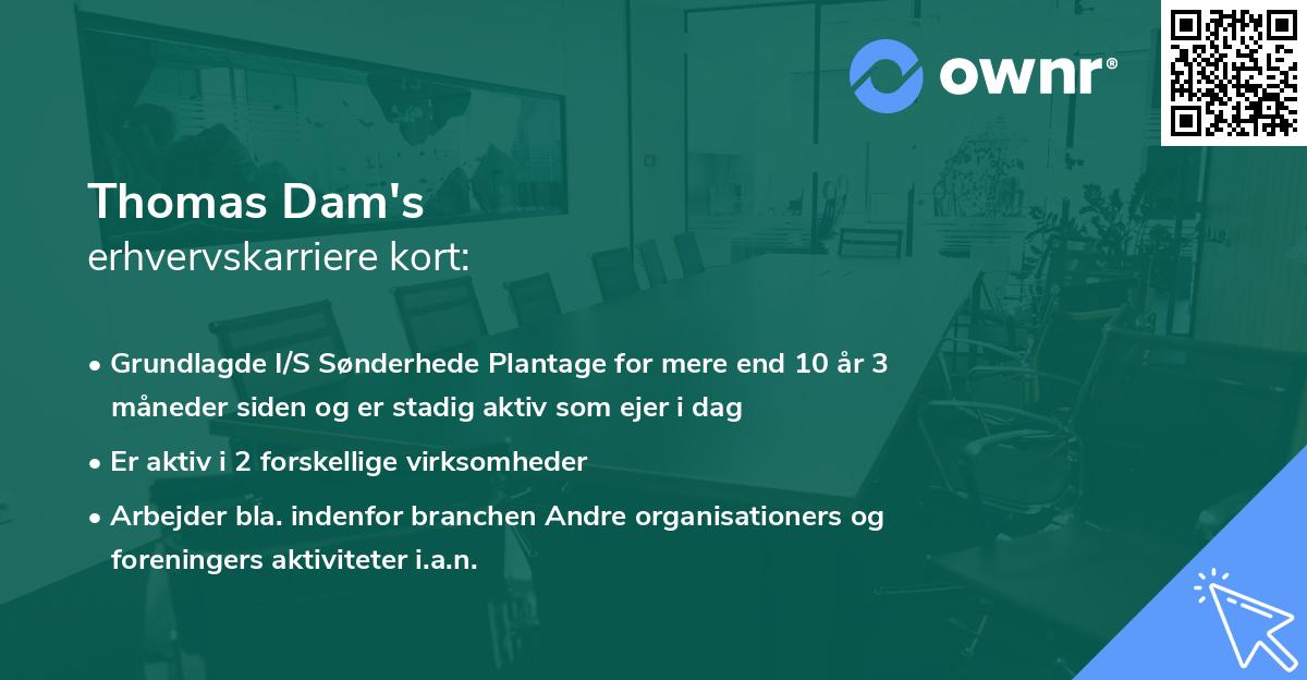 Thomas Dam's erhvervskarriere kort