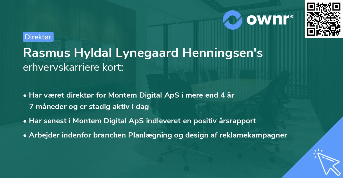 Rasmus Hyldal Lynegaard Henningsen's erhvervskarriere kort