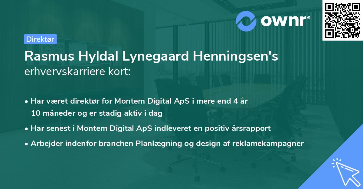 Rasmus Hyldal Lynegaard Henningsen's erhvervskarriere kort