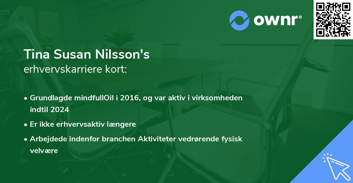 Tina Susan Nilsson's erhvervskarriere kort