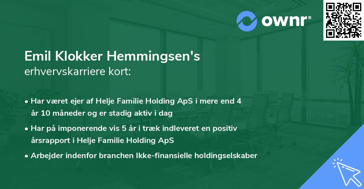 Emil Klokker Hemmingsen's erhvervskarriere kort