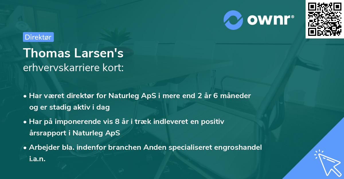 Thomas Larsen's erhvervskarriere kort