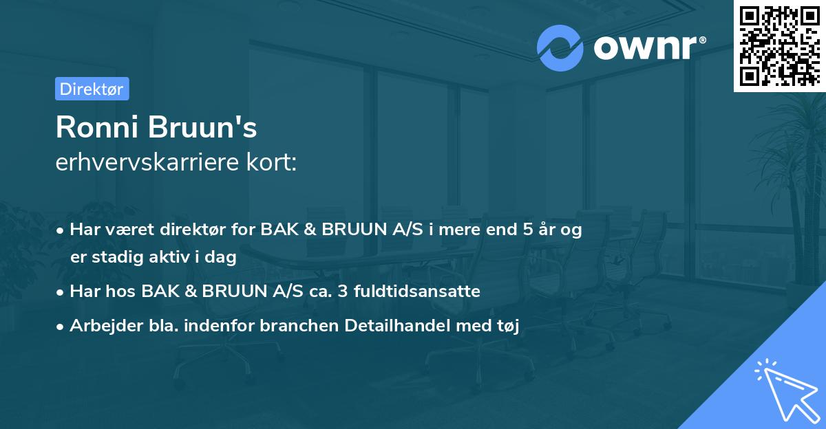 Ronni Bruun's erhvervskarriere kort