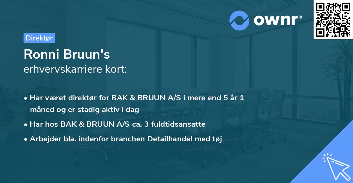 Ronni Bruun's erhvervskarriere kort