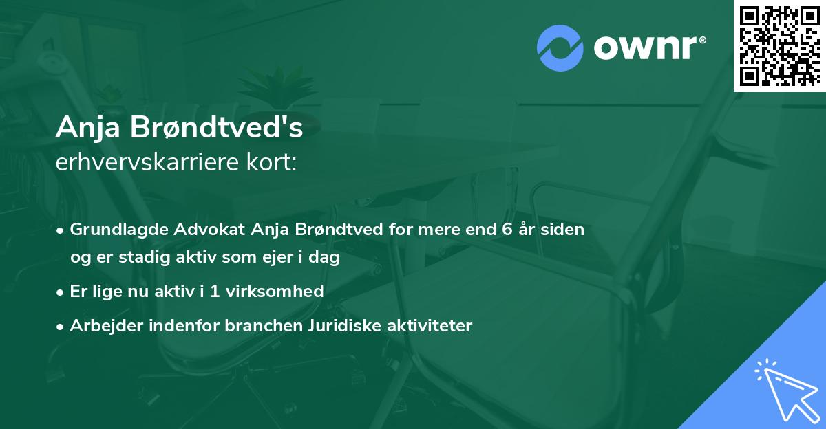 Anja Brøndtved's erhvervskarriere kort