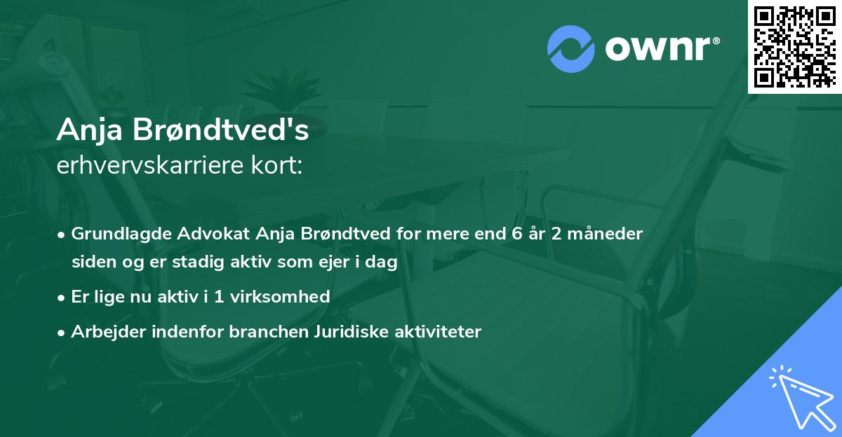 Anja Brøndtved's erhvervskarriere kort