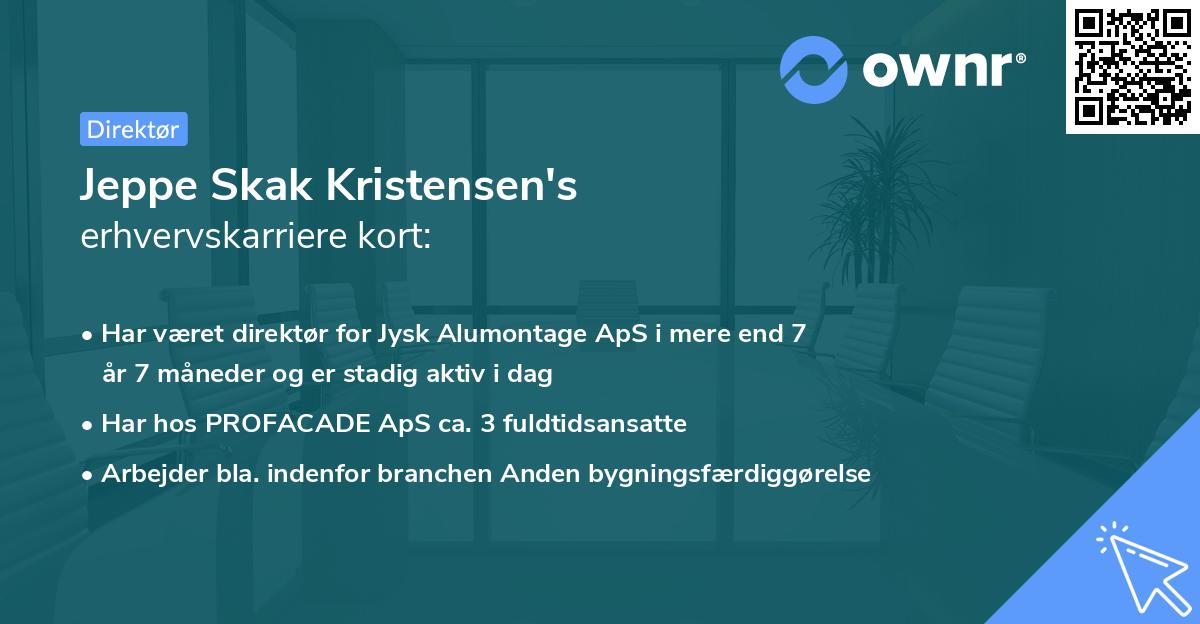 Jeppe Skak Kristensen's erhvervskarriere kort