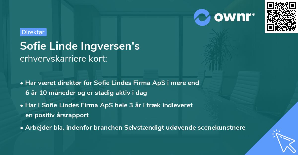 Sofie Linde Ingversen's erhvervskarriere kort