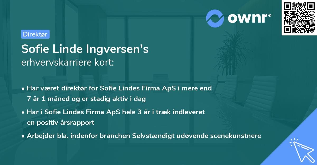 Sofie Linde Ingversen's erhvervskarriere kort