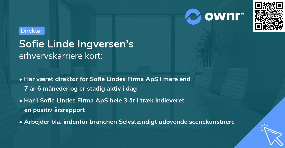 Sofie Linde Ingversen's erhvervskarriere kort